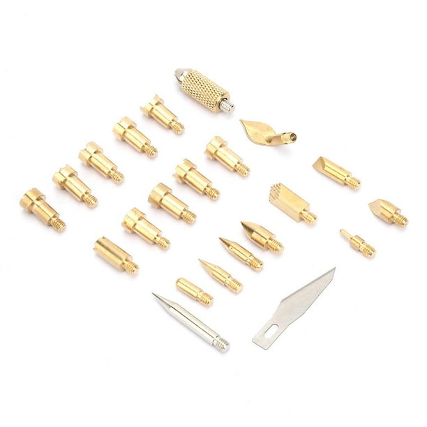 22Pcs Brass Soldering Iron Tips Wood Burning Pen Tip Pyrography Welding Tool 60W 22Pcs Brass Soldering Iron Tips Wood Burning Pen Tip Pyrography Welding Tool 60W